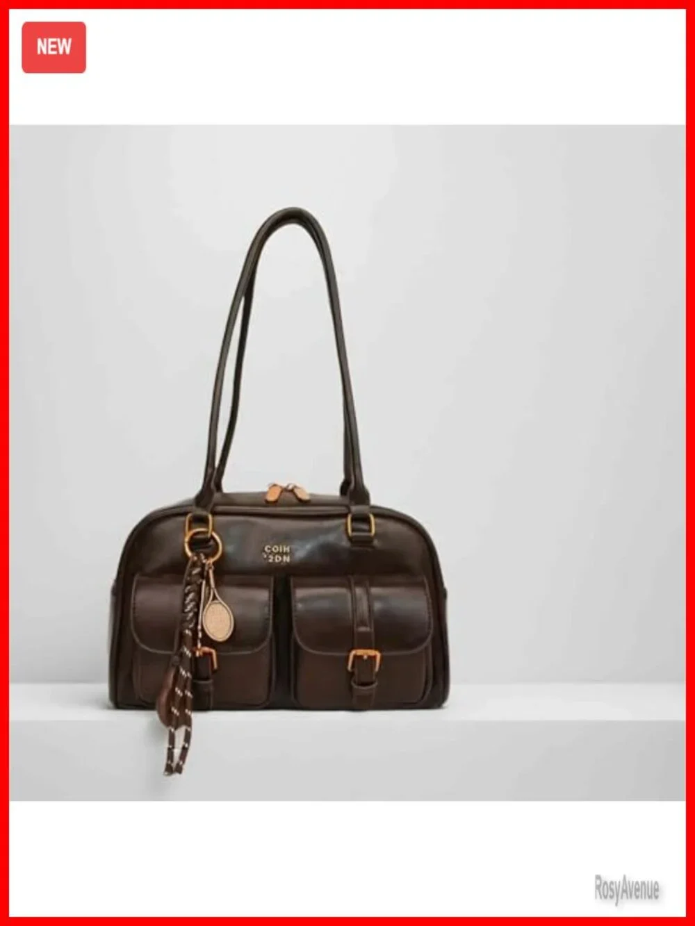 Vintage Style Faux Leather Hobo Shoulder Bag with Double Front Pockets